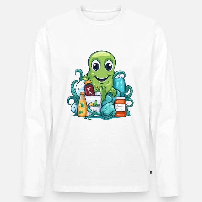 Oktopus Einkaufsglück - Männer Premium Bio Langarmshirt - Weiß
