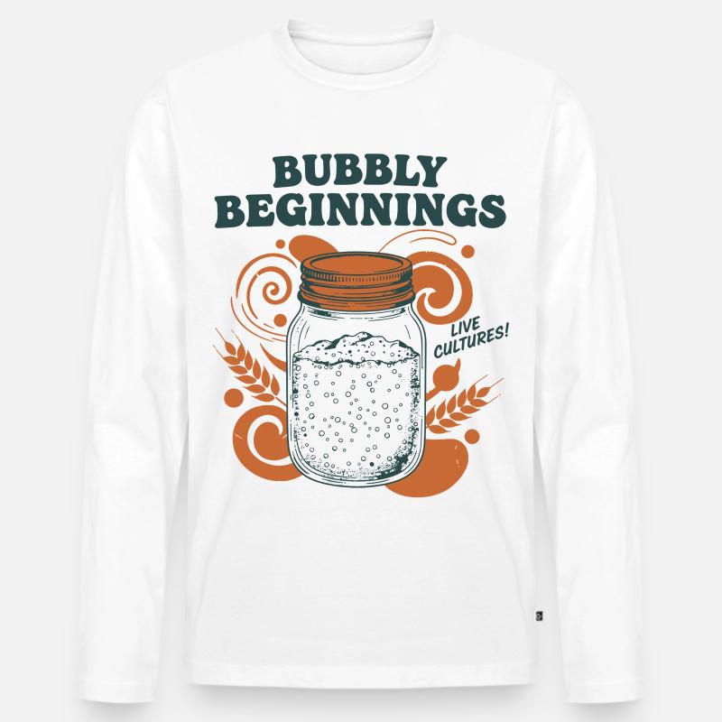 Sauerteig-Sekt-Anfänge Live-Kulturen Backen - Männer Premium Bio Langarmshirt - Weiß