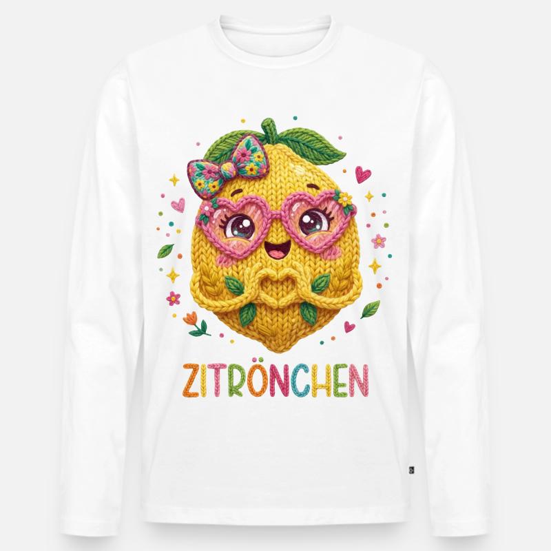 Zitrone Zitrönchen - Männer Premium Bio Langarmshirt - Weiß