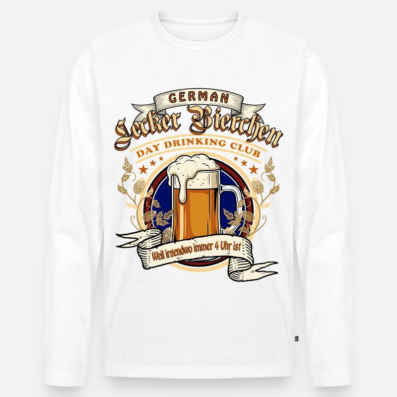 Lecker Bierchen Day Drinking Club - Männer Premium Bio Langarmshirt - Weiß
