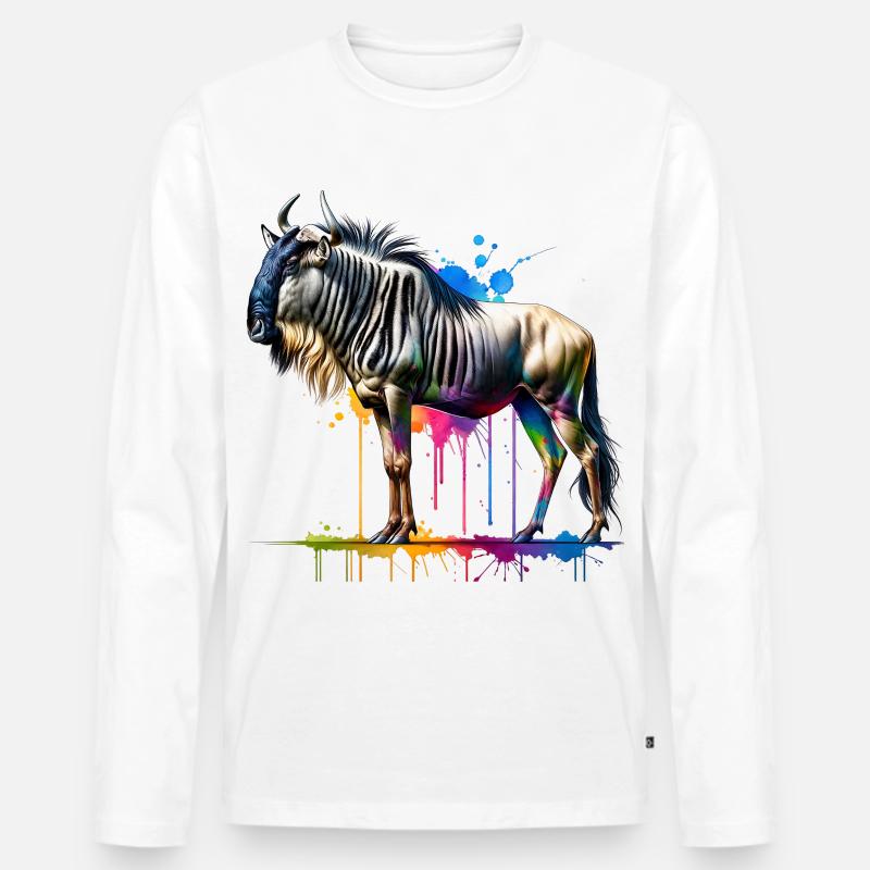 Gnu Geschenk - Männer Premium Bio Langarmshirt - Weiß