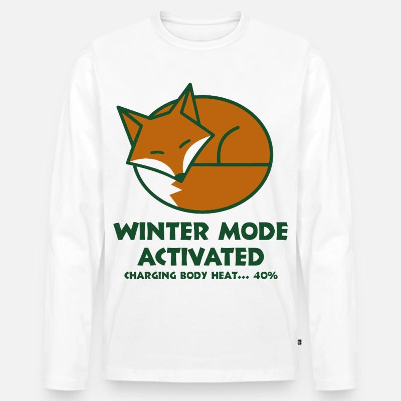 Winterfuchs aktiviert - Männer Premium Bio Langarmshirt - Weiß