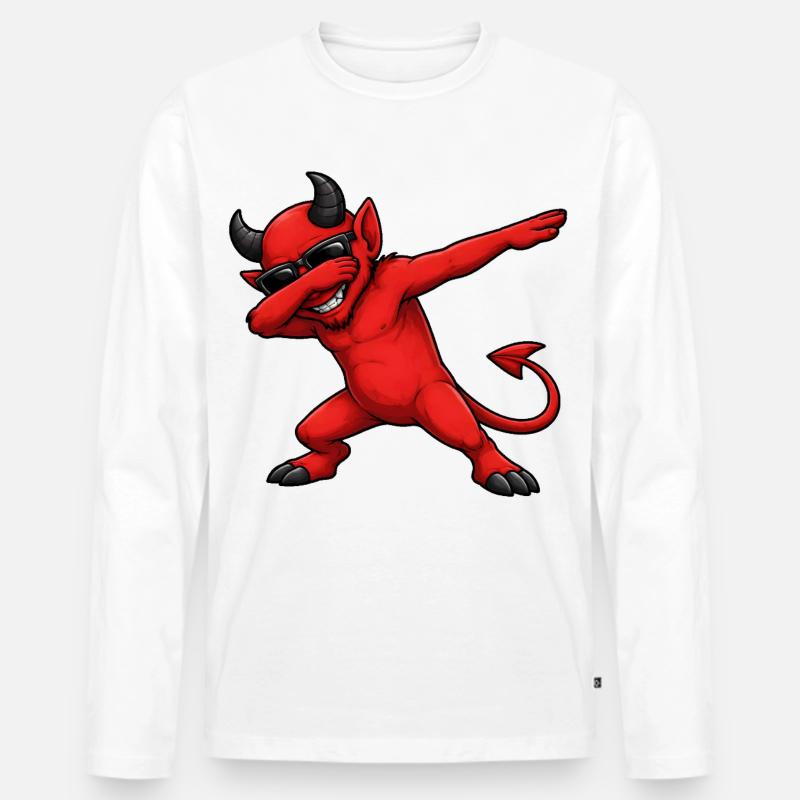 Dabbing Devil - Men's Premium Organic Long Sleeve Shirt - white