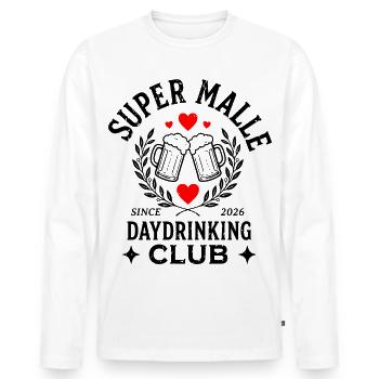 Club de dégustation de jour Super Malle 2026 - T-shirt manches longues Premium bio Homme - blanc - Devant - Nico (187cm)
