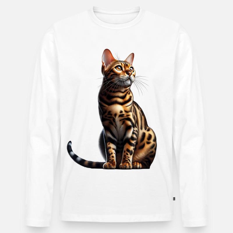 Bengalkatze - Männer Premium Bio Langarmshirt - Weiß
