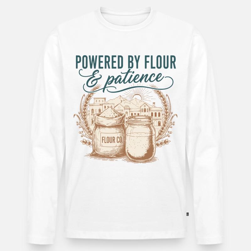 Sauerteigbrotbacken mit Mehlantrieb - Männer Premium Bio Langarmshirt - Weiß