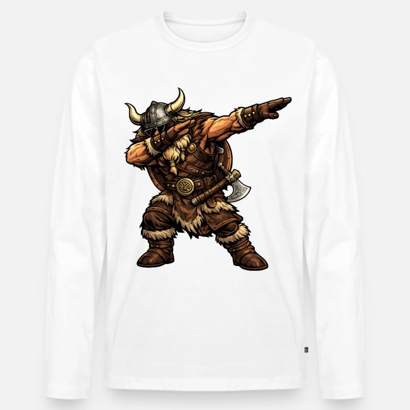 Dabbing Wikinger - Männer Premium Bio Langarmshirt - Weiß