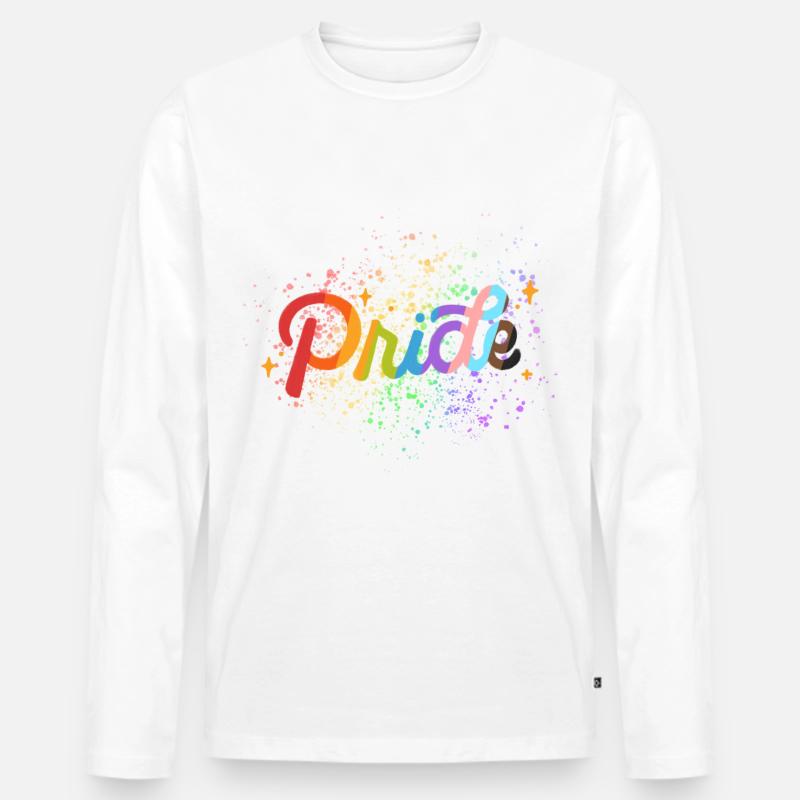 Pridemix Farbspritzer - Männer Premium Bio Langarmshirt - Weiß