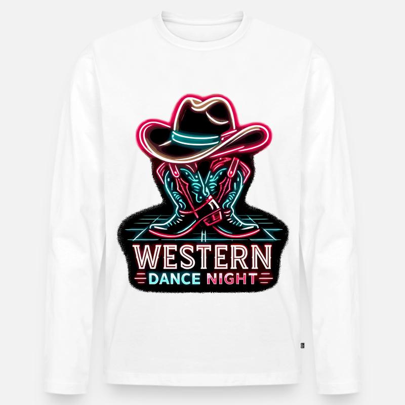 Western Dance Night - Männer Premium Bio Langarmshirt - Weiß