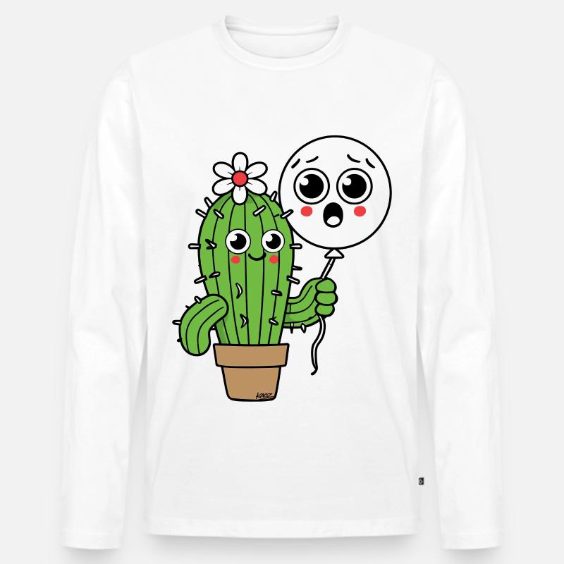 Cactus Buddy und Balloon Ghost - Männer Premium Bio Langarmshirt - Weiß