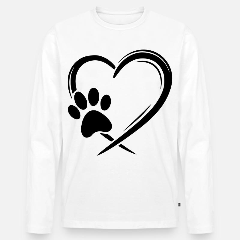 Pfote Herz - Männer Premium Bio Langarmshirt - Weiß