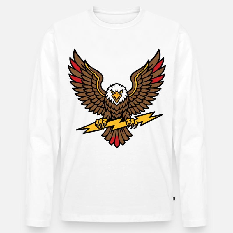 Alter-Schule-Tattoo-Stil Lightning Eagle - Männer Premium Bio Langarmshirt - Weiß