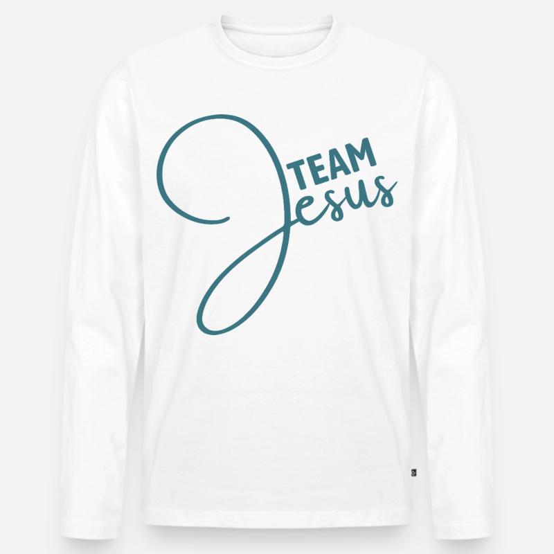 Team Jesus | Glaube | Religion - Männer Premium Bio Langarmshirt - Weiß