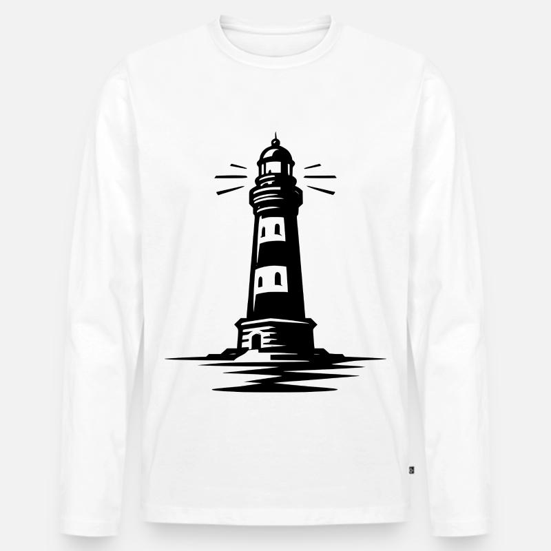 Leuchtturm - Männer Premium Bio Langarmshirt - Weiß