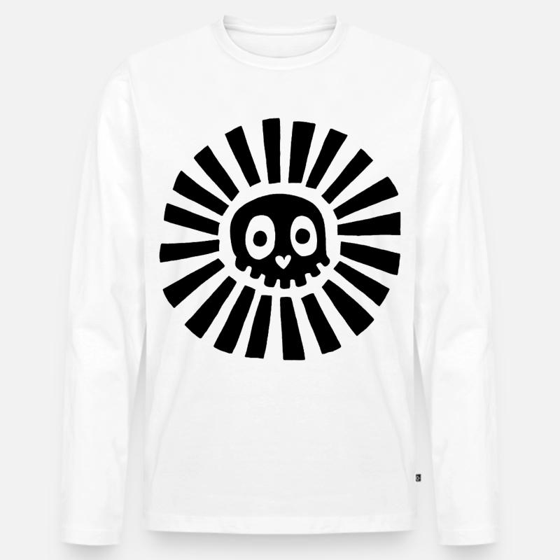 Schwarzer Sonnenschädel - Männer Premium Bio Langarmshirt - Weiß
