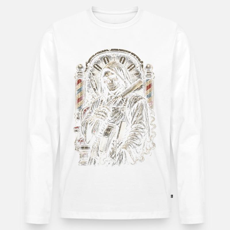 Barber Barbier - Männer Premium Bio Langarmshirt - Weiß