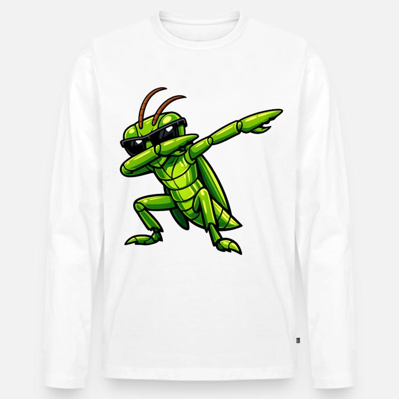 Dabbing Grashüpfer - Männer Premium Bio Langarmshirt - Weiß