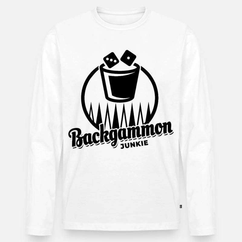 Backgammon Junkie | Brettspiel | Geschenk - Männer Premium Bio Langarmshirt - Weiß