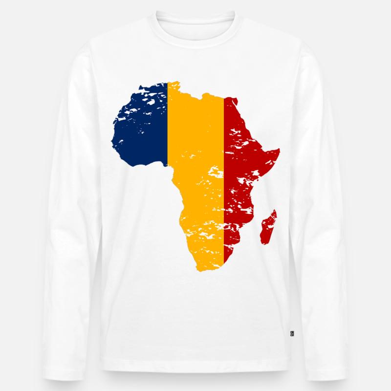 Tschad_Flagge_Afrika_used - Männer Premium Bio Langarmshirt - Weiß