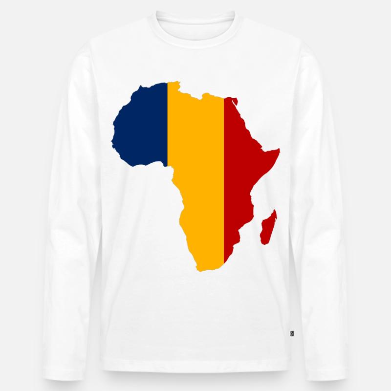 Tschad_Flagge_Afrika - Männer Premium Bio Langarmshirt - Weiß
