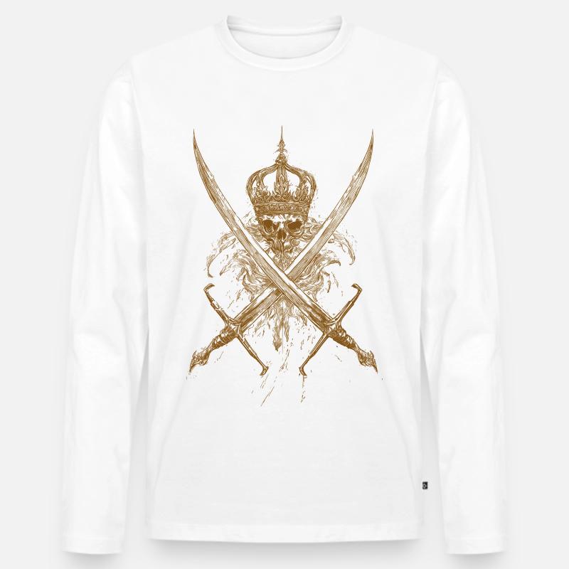 König der Toten – Schwerter & Krone - Männer Premium Bio Langarmshirt - Weiß