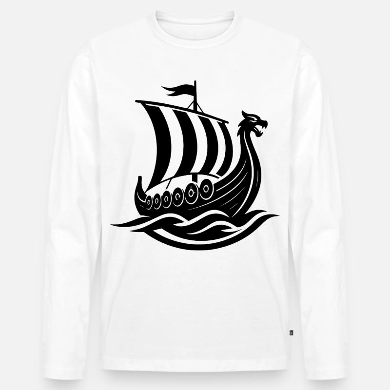 Wikingerboot - Männer Premium Bio Langarmshirt - Weiß