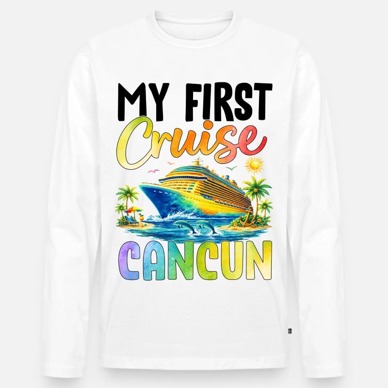 My First Cruise Cancun - Männer Premium Bio Langarmshirt - Weiß