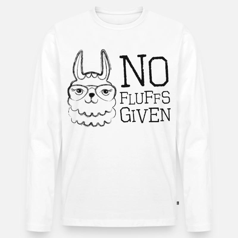  Lama mit Brille No Fluffs Given - Männer Premium Bio Langarmshirt - Weiß