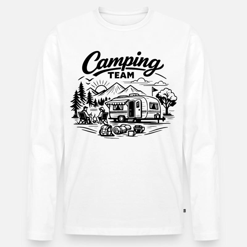 Camping Team Wagen  - Männer Premium Bio Langarmshirt - Weiß