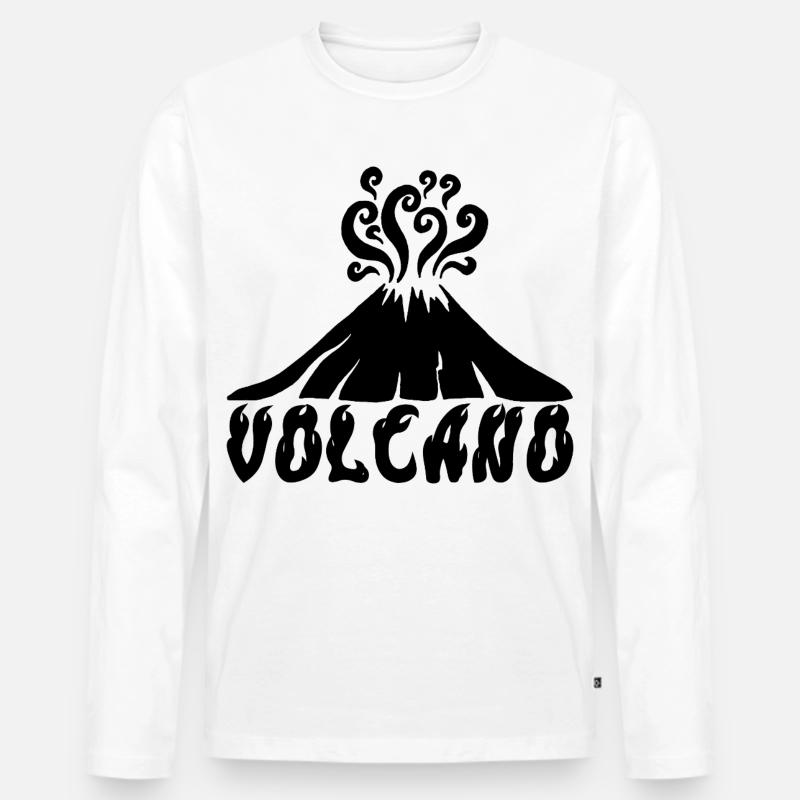 Schwarzer Vulkan - Männer Premium Bio Langarmshirt - Weiß