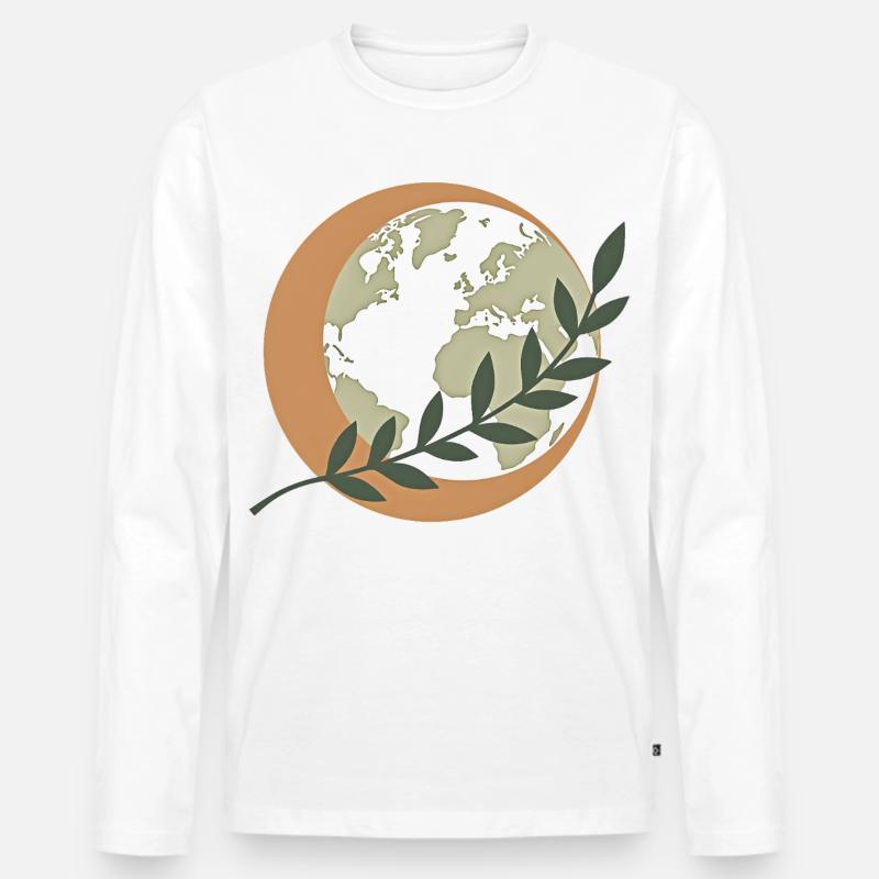 Green Peace Globe - Männer Premium Bio Langarmshirt - Weiß
