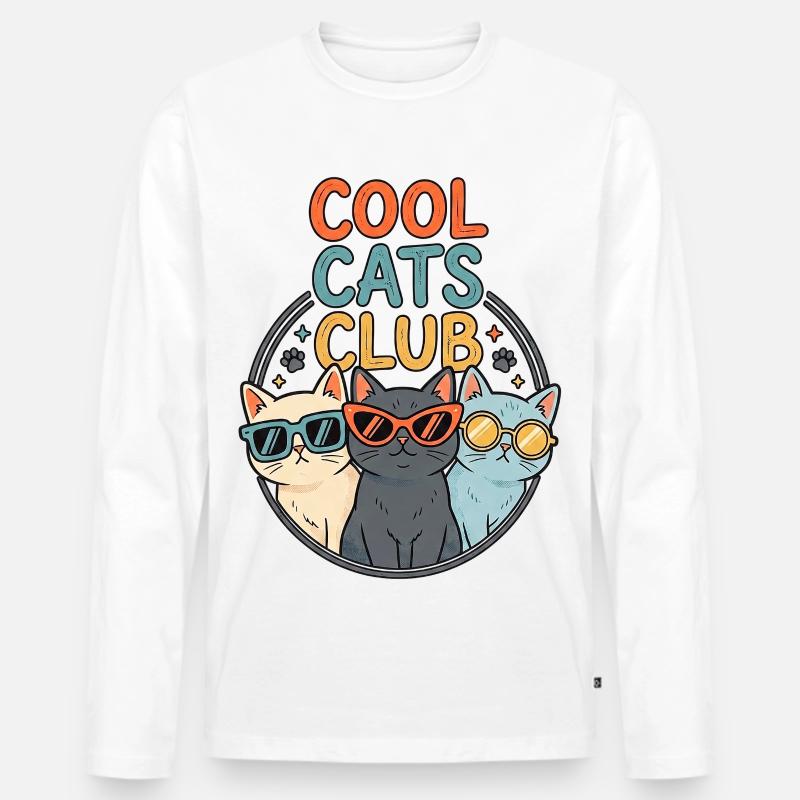 Cool Cats - Männer Premium Bio Langarmshirt - Weiß