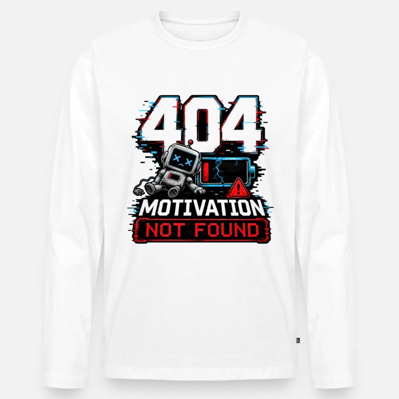 404 Motivation Not Found Roboter - Männer Premium Bio Langarmshirt - Weiß
