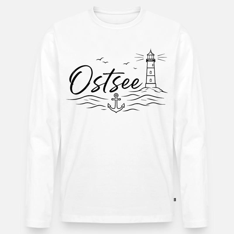 Ostsee - Männer Premium Bio Langarmshirt - Weiß