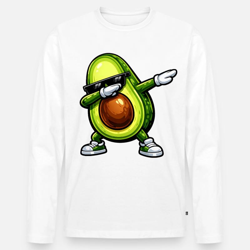Dabbing Avocado - Männer Premium Bio Langarmshirt - Weiß