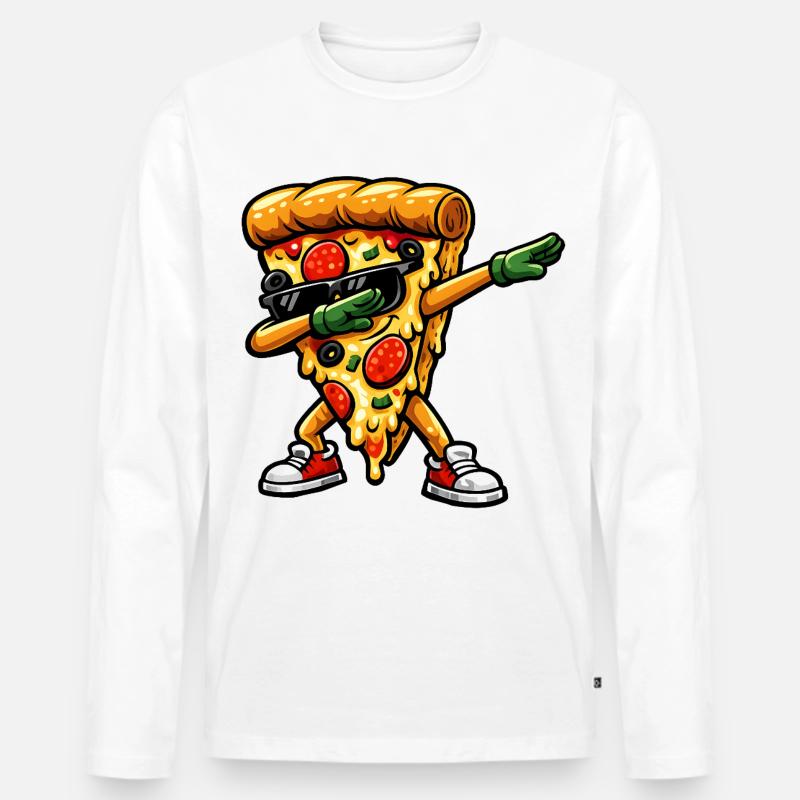 Dabbing Pizza - Männer Premium Bio Langarmshirt - Weiß