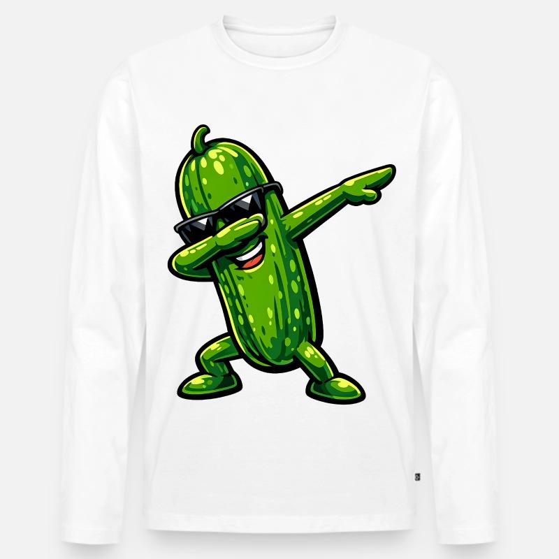 Dabbing Gurke - Männer Premium Bio Langarmshirt - Weiß