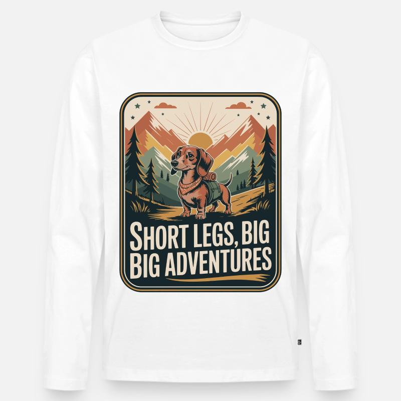 Wander Dackel - Männer Premium Bio Langarmshirt - Weiß