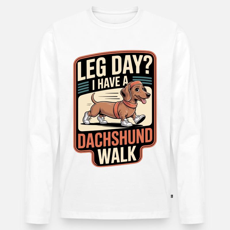 Dackel Walk - Männer Premium Bio Langarmshirt - Weiß