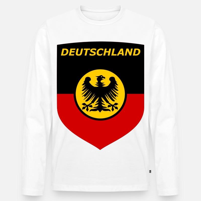 Deutschland Schildflagge mit Adler - Männer Premium Bio Langarmshirt - Weiß