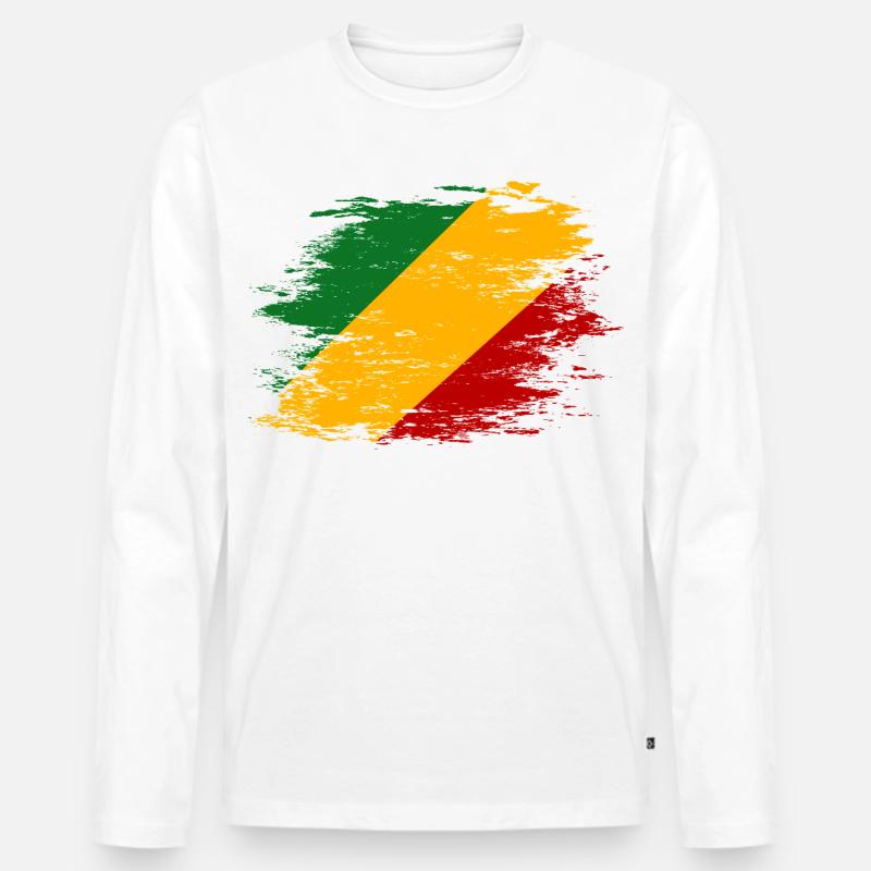 Kongo_Flagge_used - Männer Premium Bio Langarmshirt - Weiß