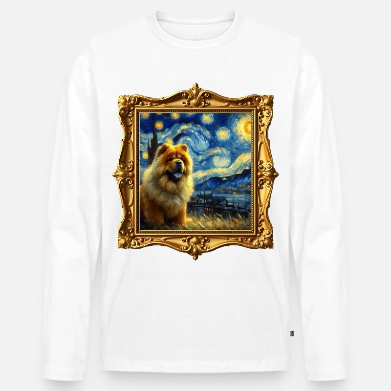 Chowchow Starry Night - Männer Premium Bio Langarmshirt - Weiß