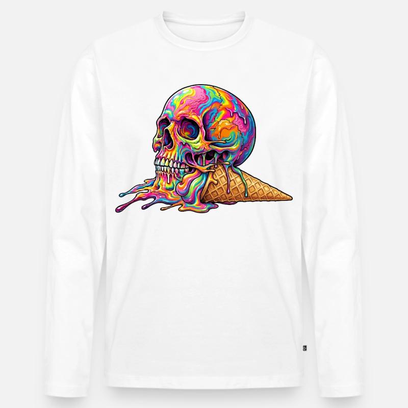 Cream Skull - Männer Premium Bio Langarmshirt - Weiß