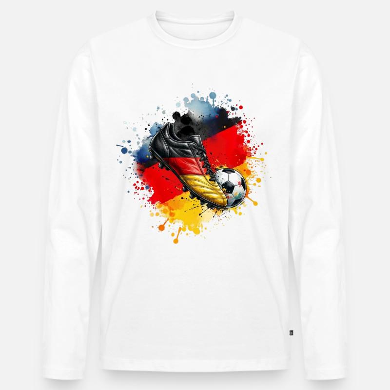 Fußball - Deutschland - Männer Premium Bio Langarmshirt - Weiß
