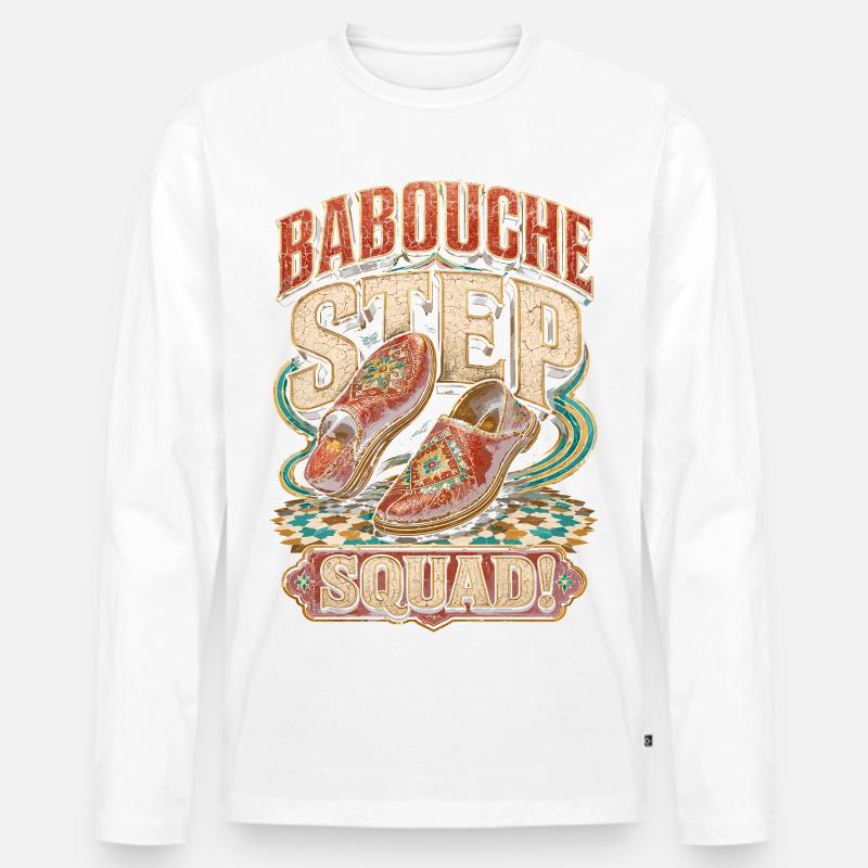 Marokkaner Marokko Babouche Step Squad - Männer Premium Bio Langarmshirt - Weiß