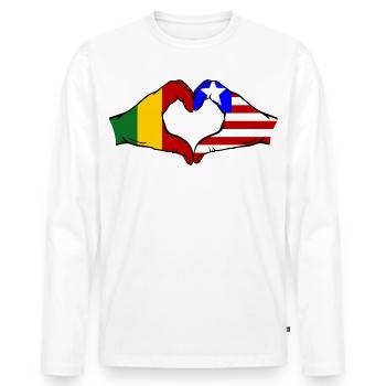 Mali_Liberia_Flagge_Haende_Herzform - T-shirt manches longues Premium bio Homme - blanc - Devant - Nico (187cm)