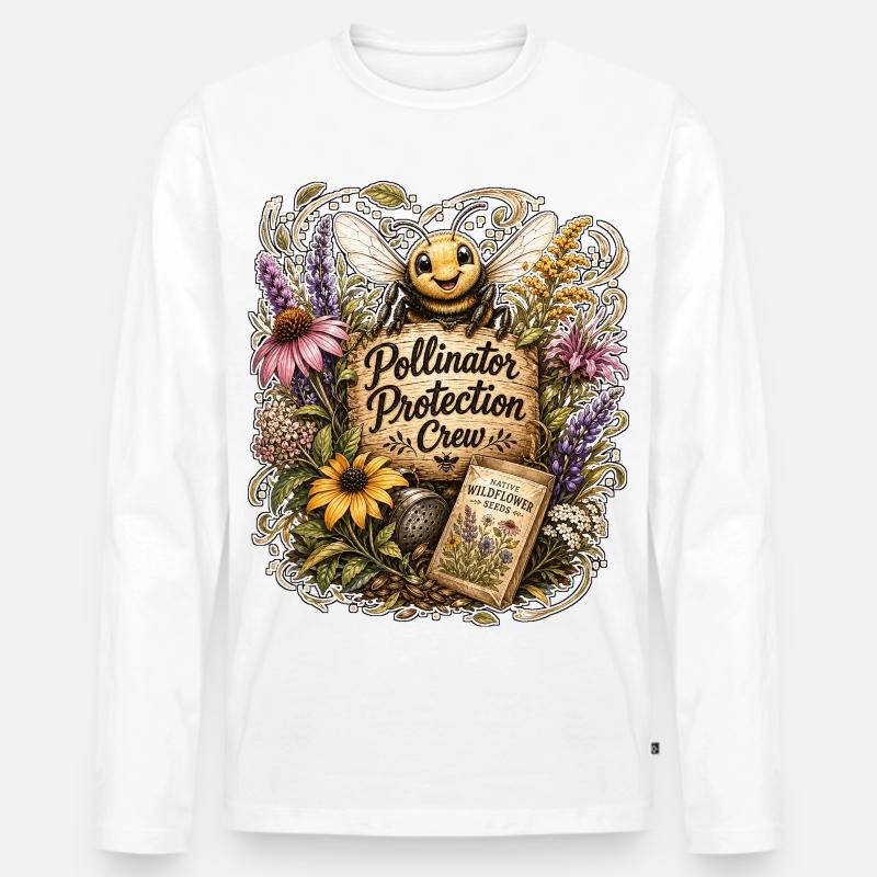Pollinator Protection Crew - Männer Premium Bio Langarmshirt - Weiß