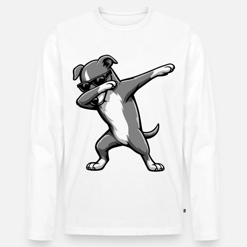 Dabbing Greyhound - Männer Premium Bio Langarmshirt - Weiß