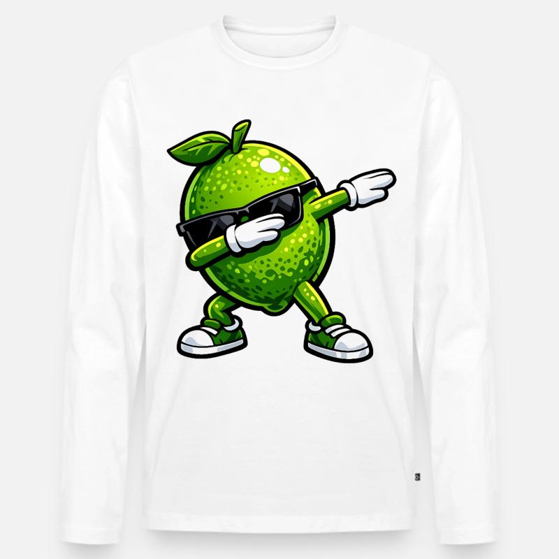 Dabbing Limette - Männer Premium Bio Langarmshirt - Weiß