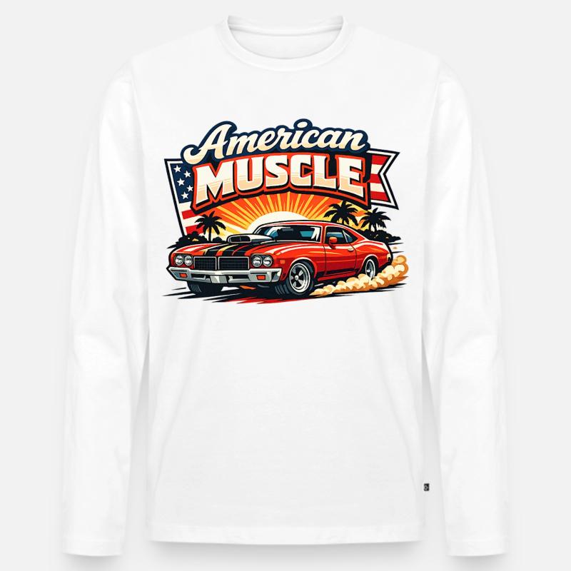 American_Muscle_2 - Männer Premium Bio Langarmshirt - Weiß